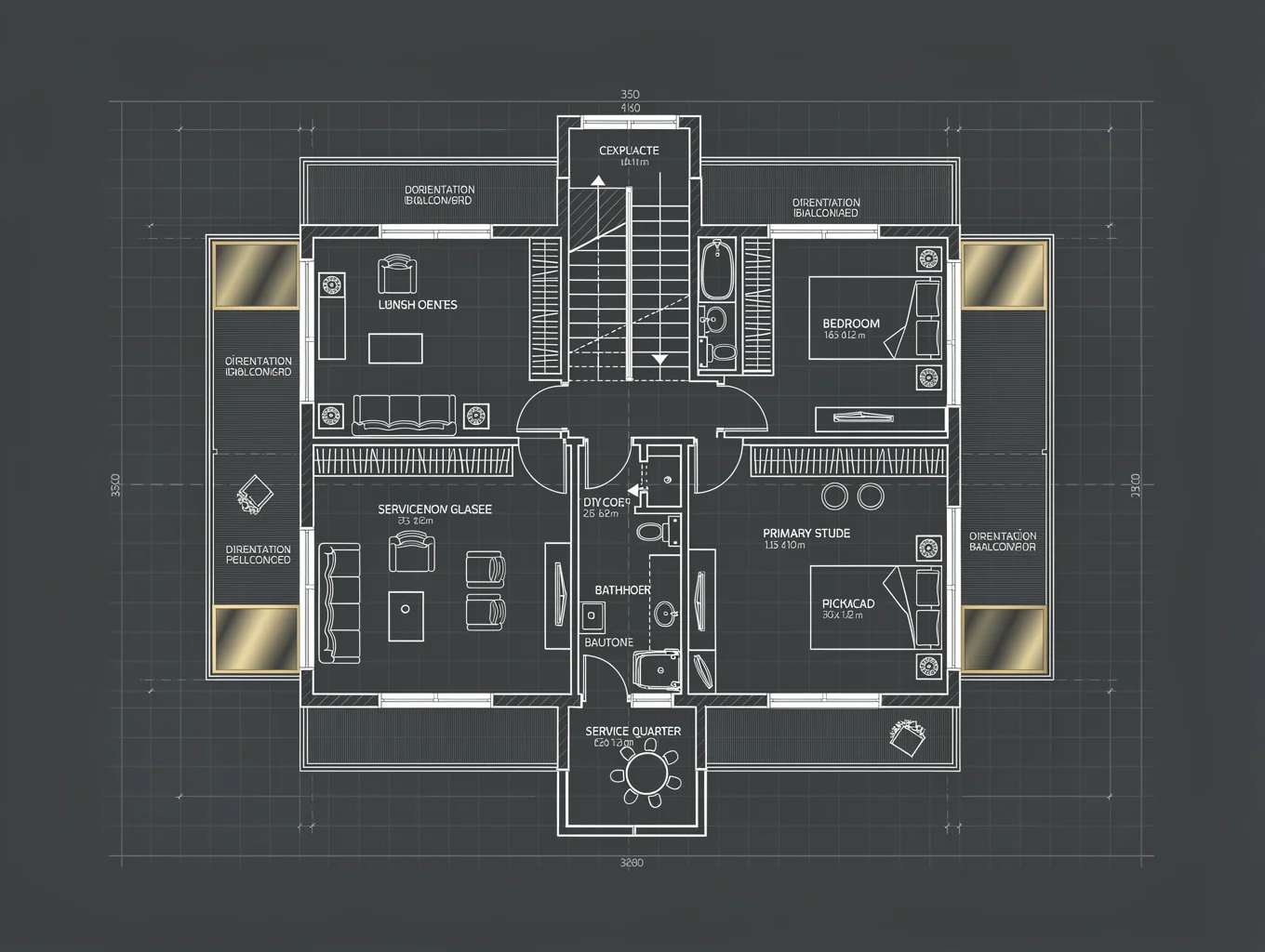 Architectural floor-plan schematic for Mid-Level Residence