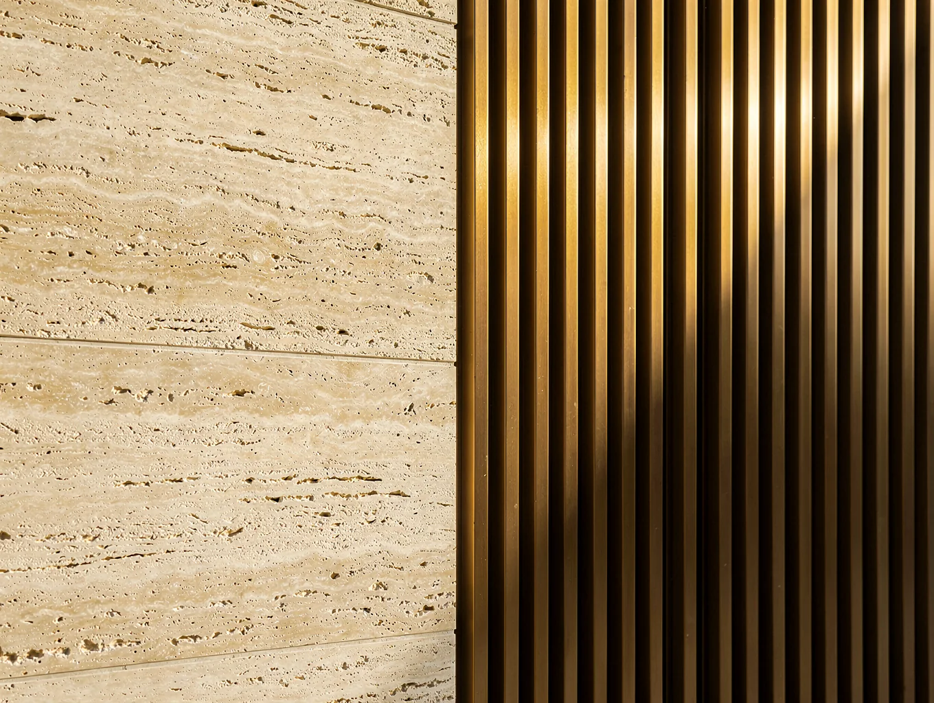 Fluted Stone & Cast Bronze Joinery