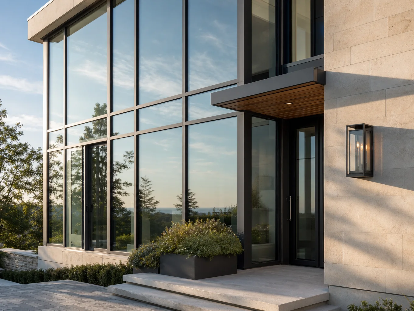 Exterior view of modern luxury residential building facade
