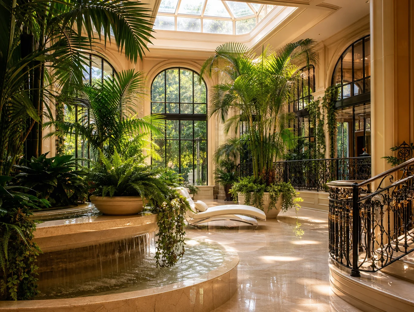 Integrated residential sky garden with dramatic natural illumination