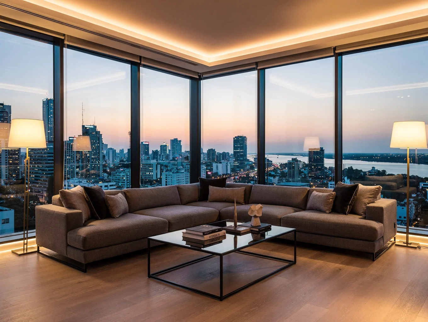 Skyline residential penthouse lounge overlooking Asunción